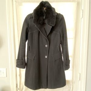 Marc New York Wool Coat With Rabbit Fur Collar
